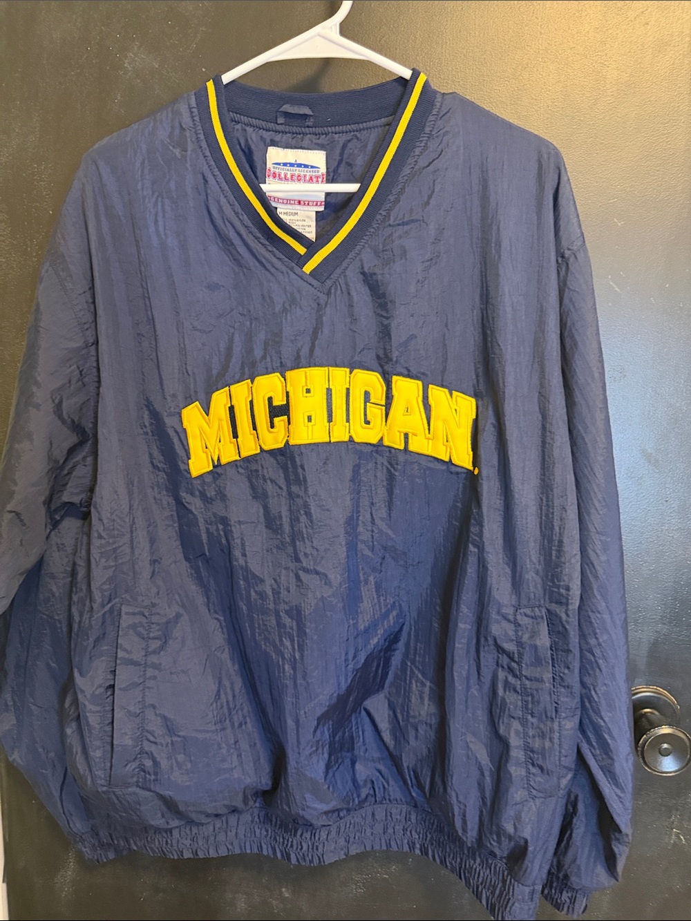 Vtg Michigan Wolverines Pullover Windbreaker Jacket Size Medium